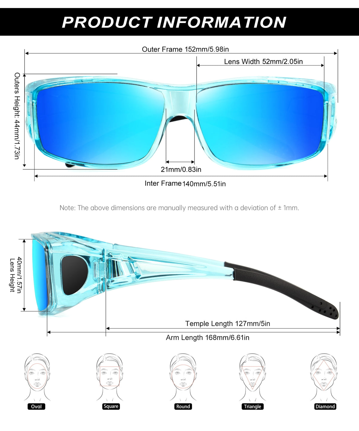KALIYADI Fit Over Wrap Sunglasses Polarized Sun Glasses:Wrap Around Eyeglasses for Men and Women with UV Protection for Driving WMS105-1-4-5