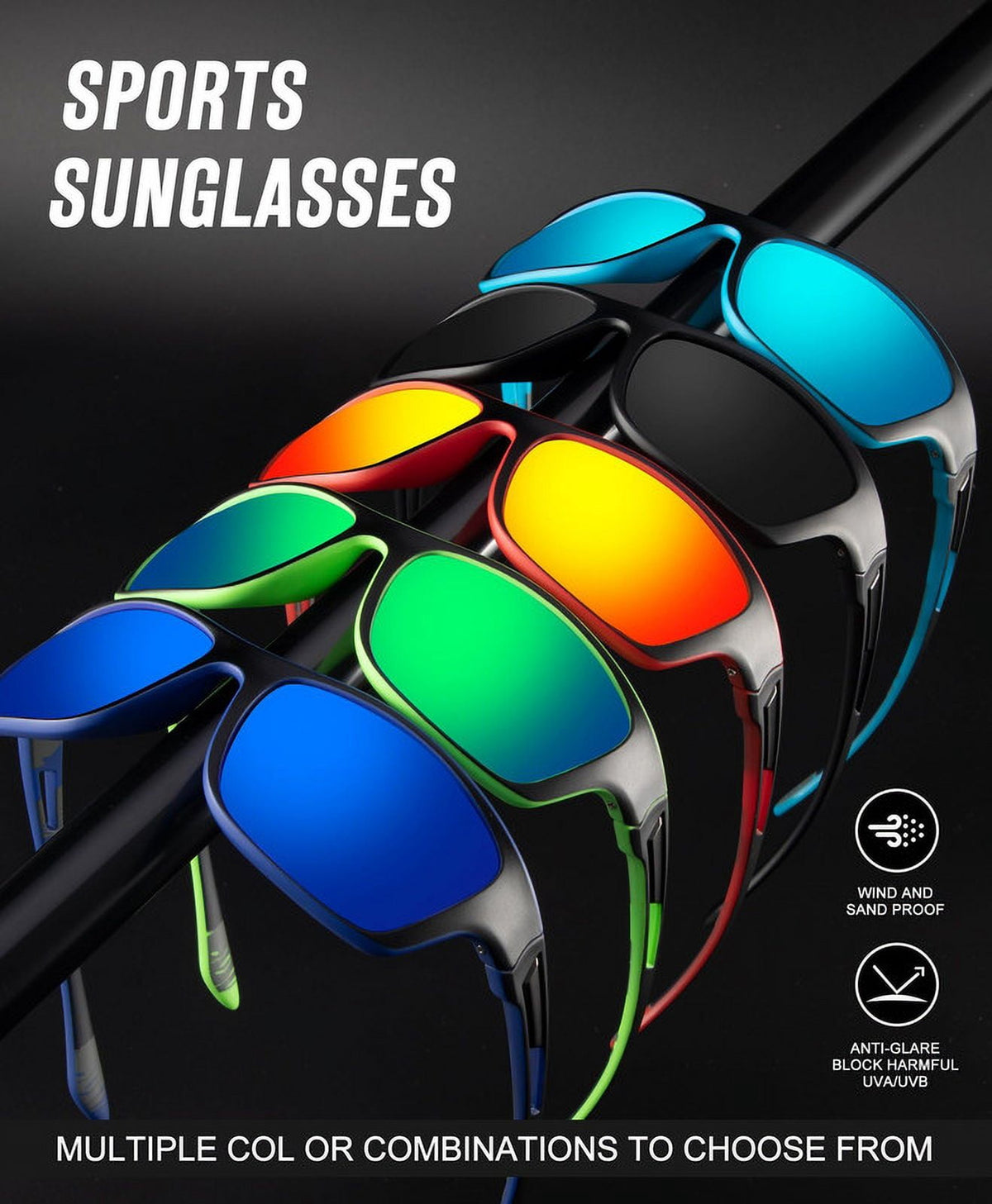 KALIYADI Polarized Sports Sunglasses for Men,Mens Sun Glasses for Driving Fishing Cycling UV400 Protection 3 Pack WMKAS63-2-4-5