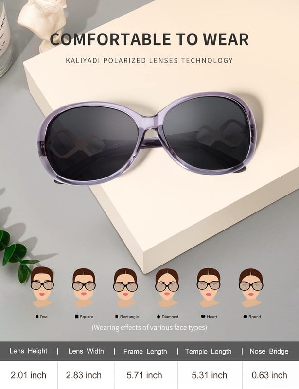 KALIYADI Oversized Sunglasses for Women, Vintage Women Sunglasses Trendy Polarized Sunglasses with UV Protection WMKAS3703-4