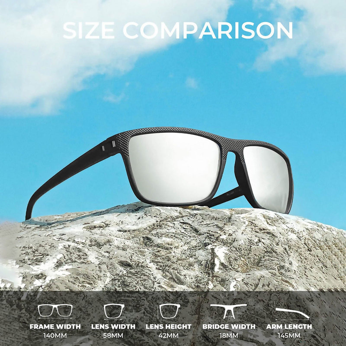 KALIYADI Polarized Sunglasses Men,Lightweight Mens Sunglasses Polarized UV Protection Driving Fishing Golf (Black/Ice Blue/Silvery) WMKAS45-1-3-9
