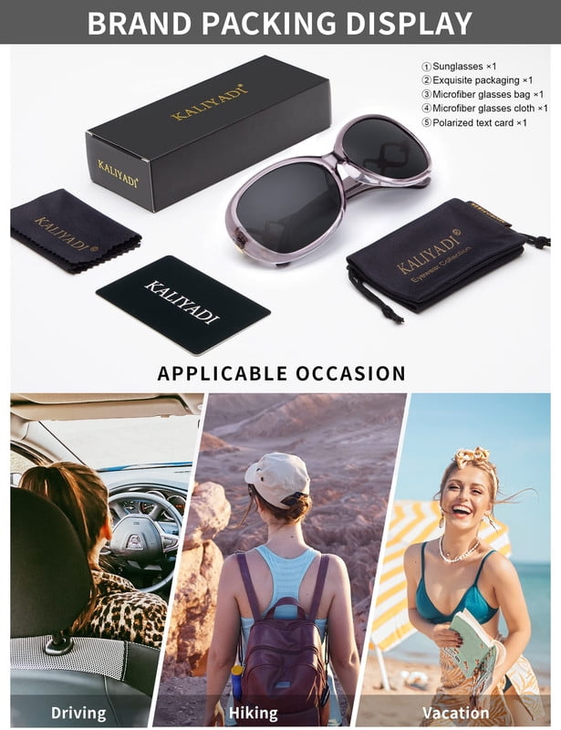 KALIYADI Oversized Sunglasses for Women, Vintage Women Sunglasses Trendy Polarized Sunglasses with UV Protection WMKAS3703-4