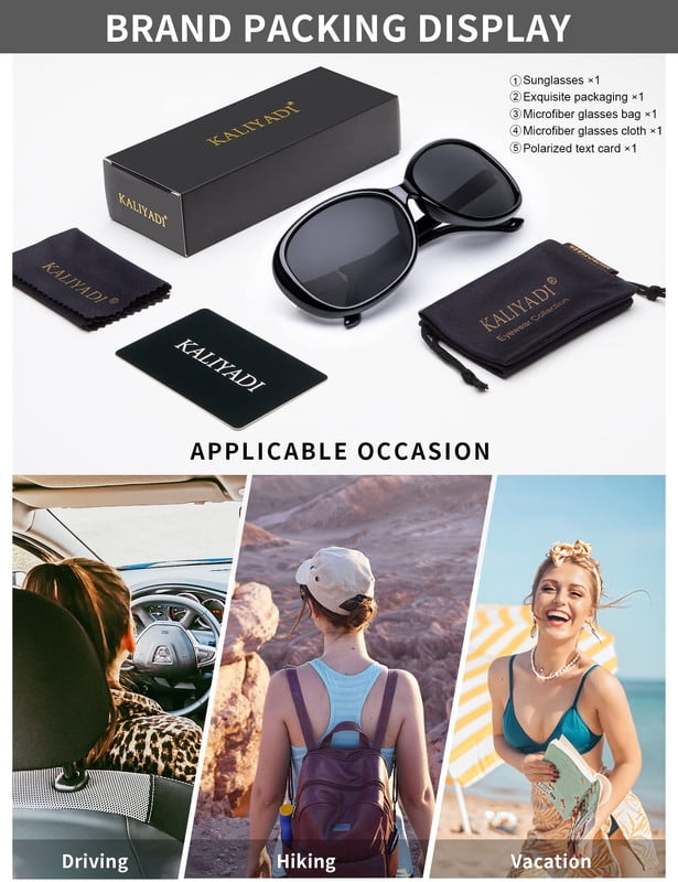 KALIYADI Women's Oversized Sunglasses Butterfly Vintage Polarized Sun Glasses with UV Protection for Women WMKAS3704-1