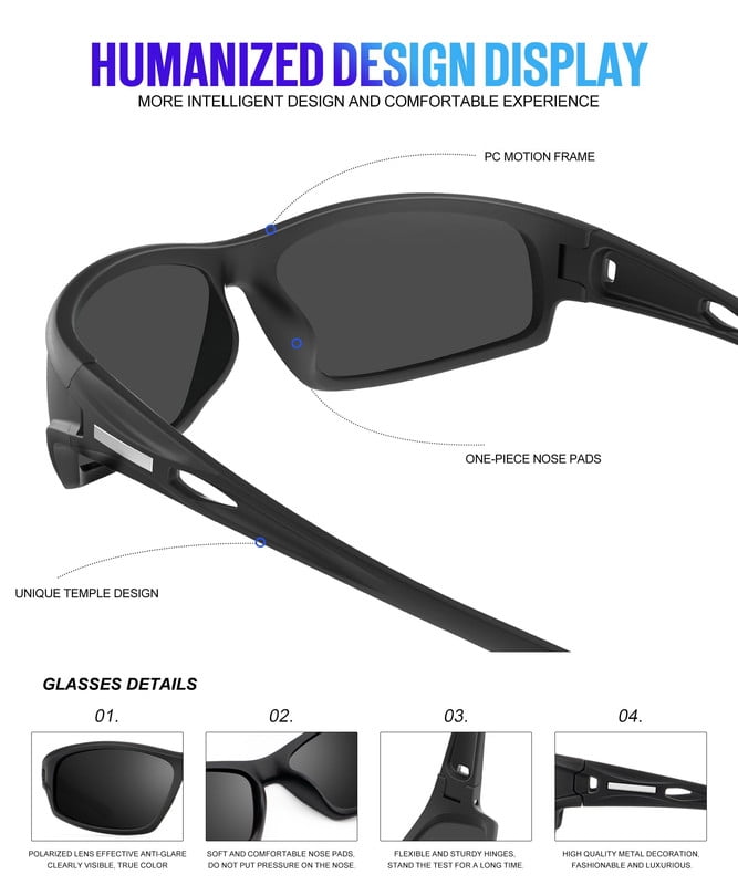 KALIYADI Polarized Sports Sunglasses for Men,Mens Sun Glasses for Driving Fishing Cycling UV400 Protection 3 Pack WMKAS94-1-2-3