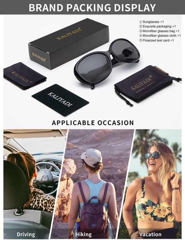 KALIYADI Oversized Sunglasses for Women, Polarized Trendy Vintage Ladies Sun Glasses with UV Protection WMKAS3702-1