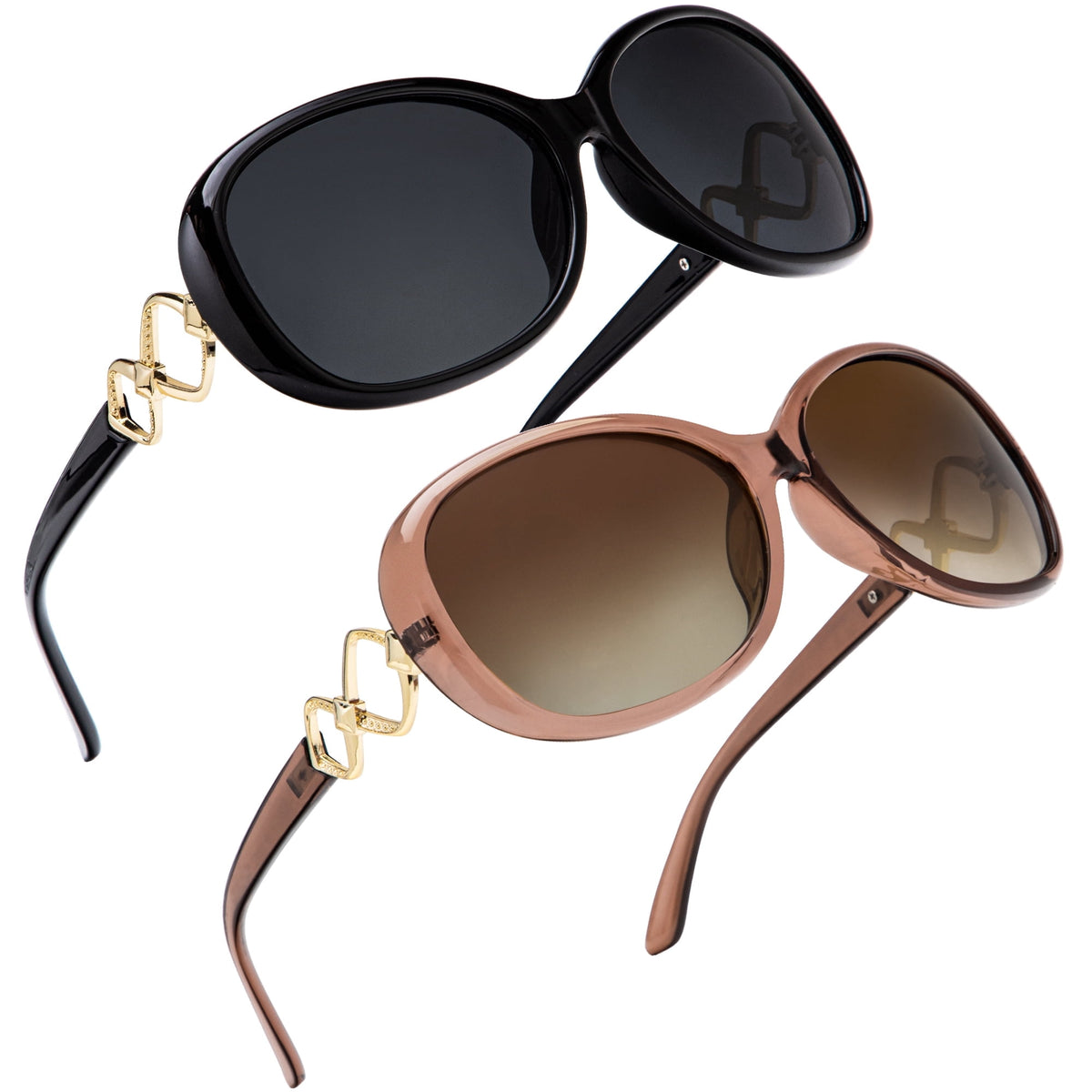 KALIYADI Women's Oversized Sunglasses Butterfly Vintage Polarized Sun Glasses with UV Protection for Women£¨2 Packs) WMKAS3703-1-2