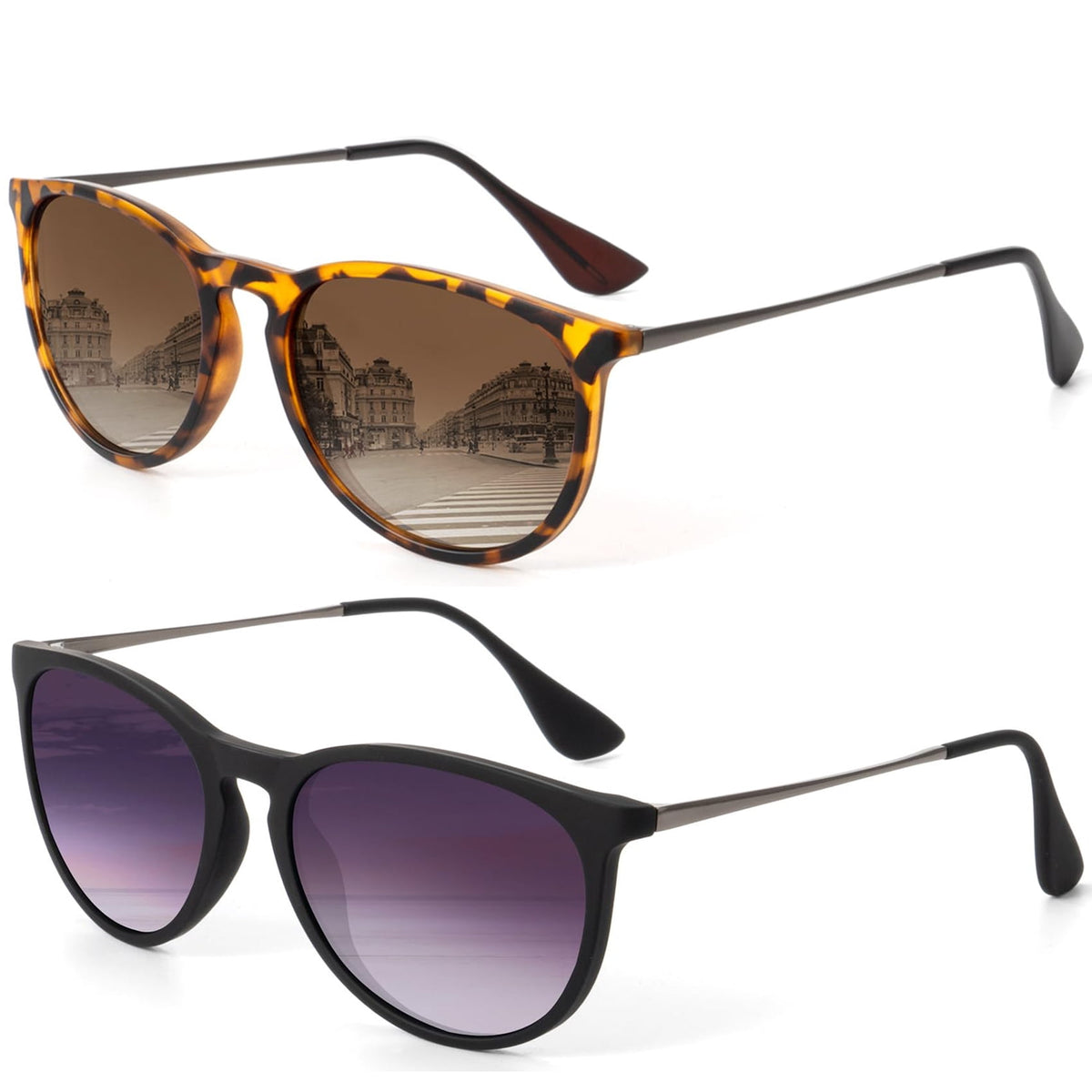 KALIYADI Sunglasses Womens Polarized Womens-Sunglasses: Trendy Sun Glasses with UV400 Retro Style for Party Beach Shopping£¨2 Pack) WMKAS28-4-13