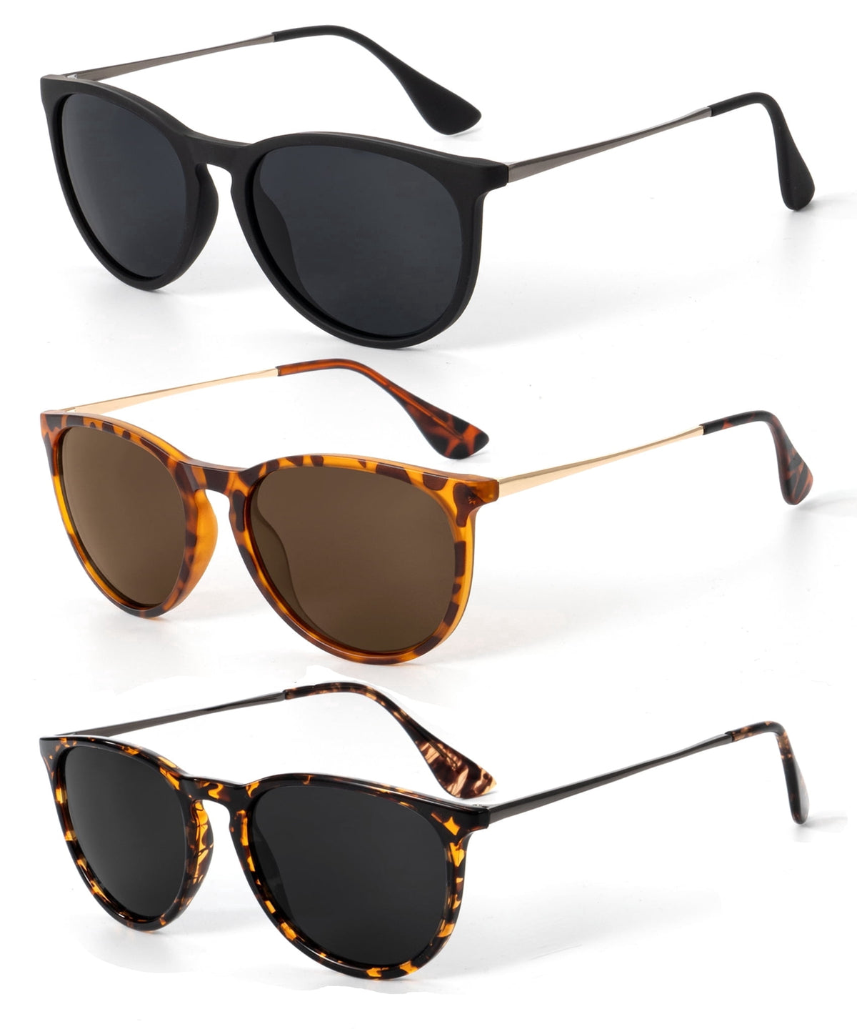 KALIYADI Polarized Sunglasses for Women Vintage Lady UV Protection Driving Sun Glasses 3 Pack WMKAS28-3-13-17