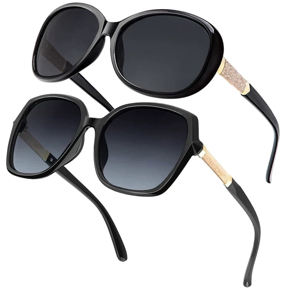 KALIYADI Sunglasses Retro Polarized Sun Glasses for Women with UV Protection (2 Pack) WMKAS3704-1-S37-1