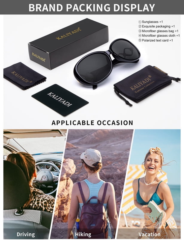 KALIYADI Oversized Sunglasses for Women, Vintage Women Sunglasses Trendy Polarized Sunglasses with UV Protection WMKAS3703-1