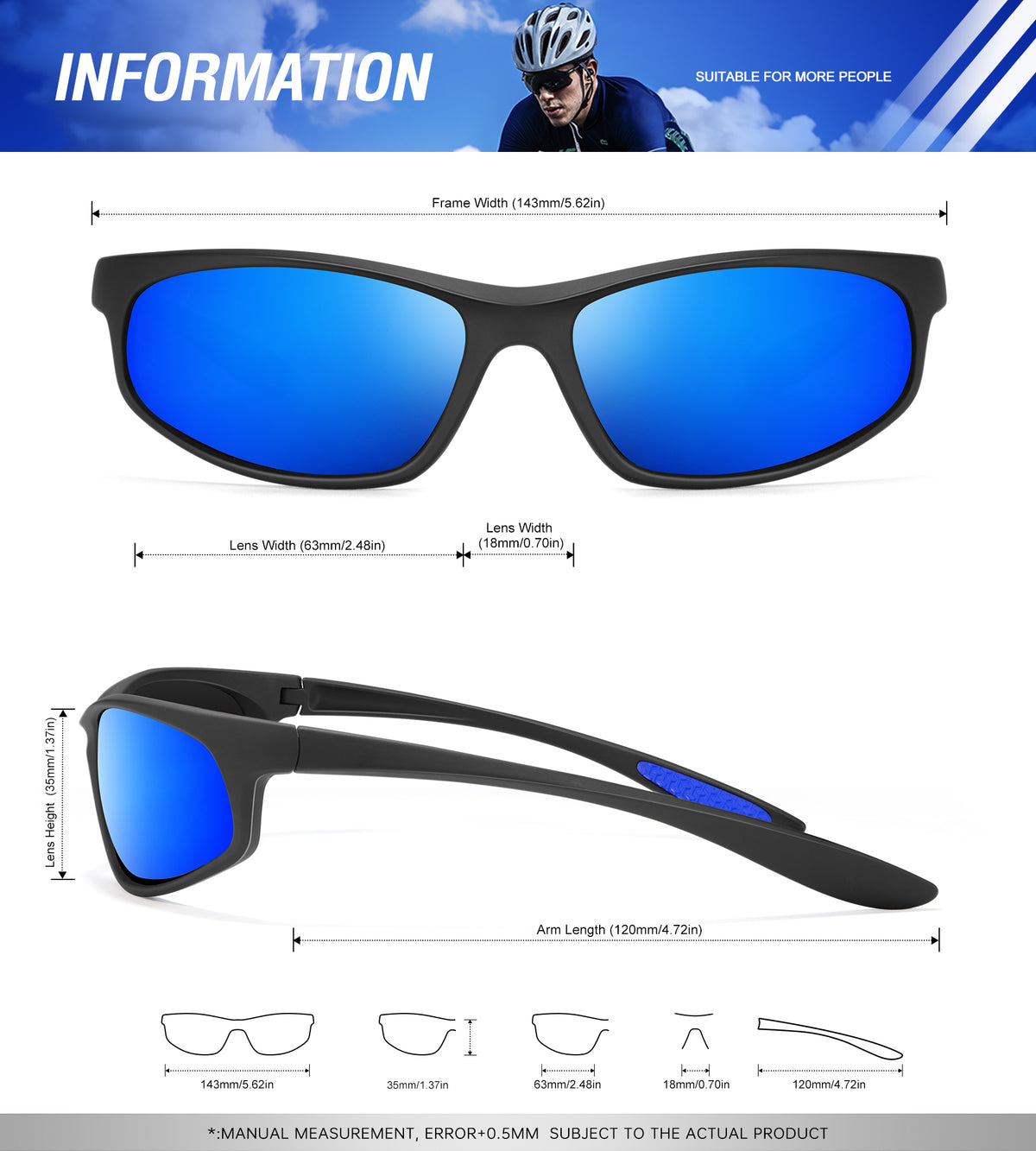 Mens Polarized Sunglasses for Running Cycling Fishing with UV Protection (S90-1-3-4)