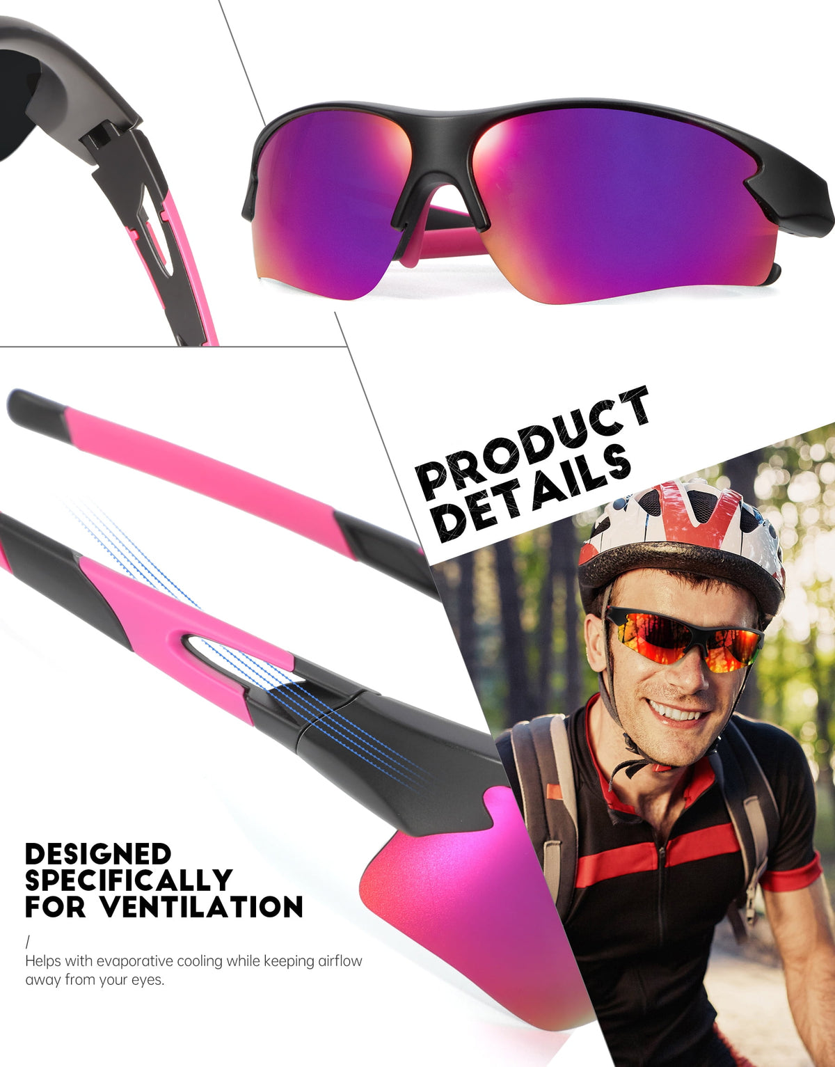 KALIYADI Sports Sunglasses for Men,Polarized Sun Glasses Baseball Softball with UV401 Protection WMS61-1-3-4