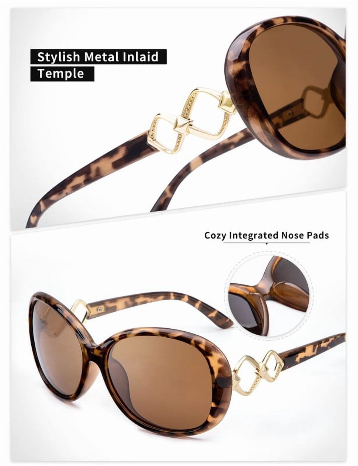 KALIYADI Oversized Sunglasses for Women, Vintage Women Sunglasses Trendy Polarized Sunglasses with UV Protection WMKAS3703-3