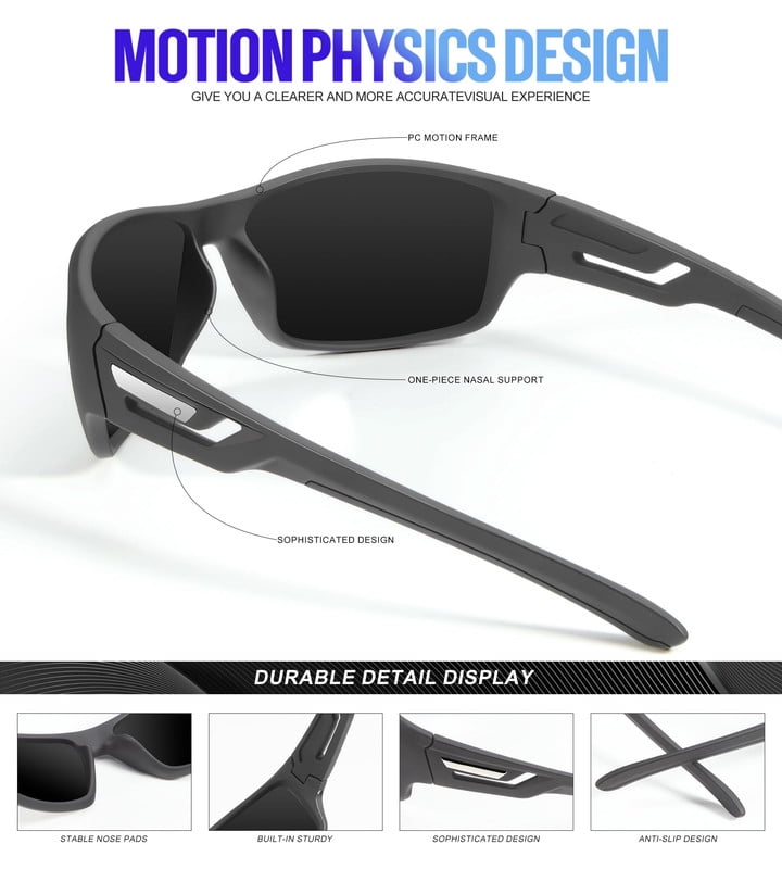 KALIYADI Sunglasses-Men Polarized Sports Sun-glasses: Mens Sunglasses Polarized UV Protection Driving Running Cycling Outdoor WMS67-1-1-1
