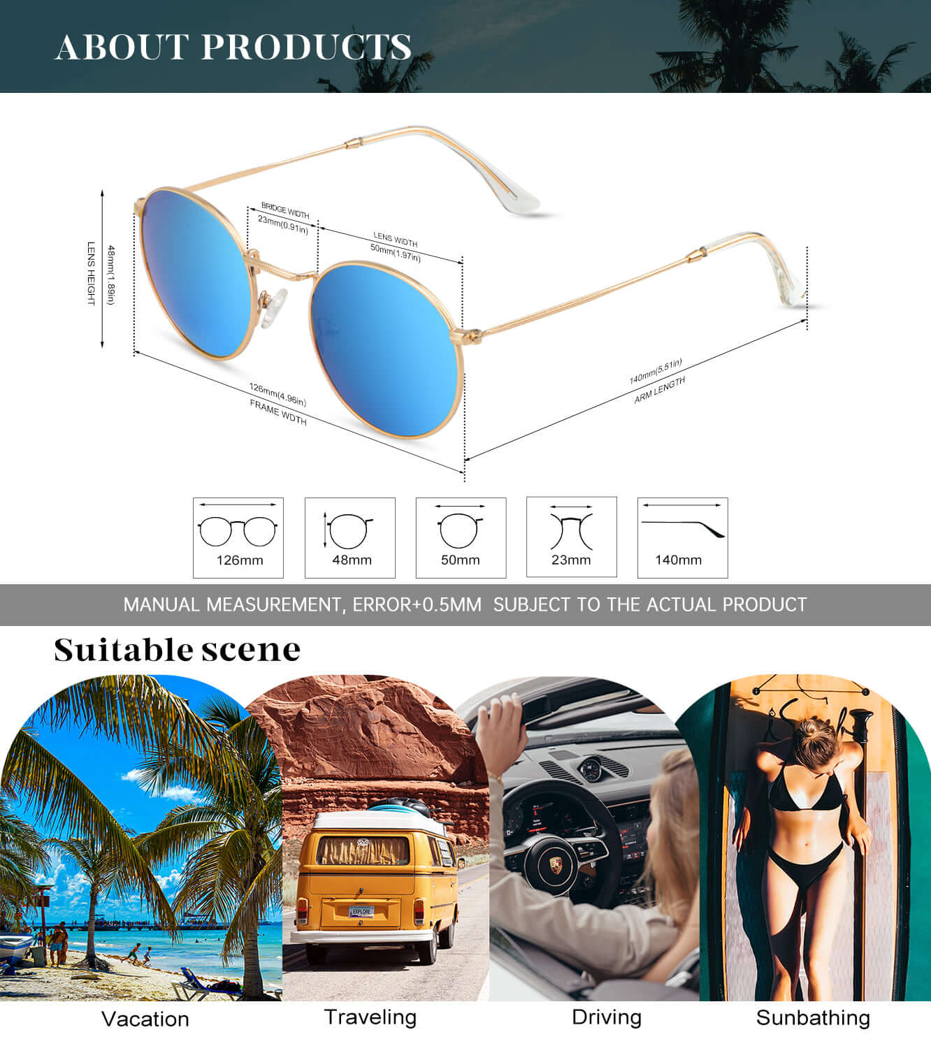 Round Polarized Sunglasses S40-5-6