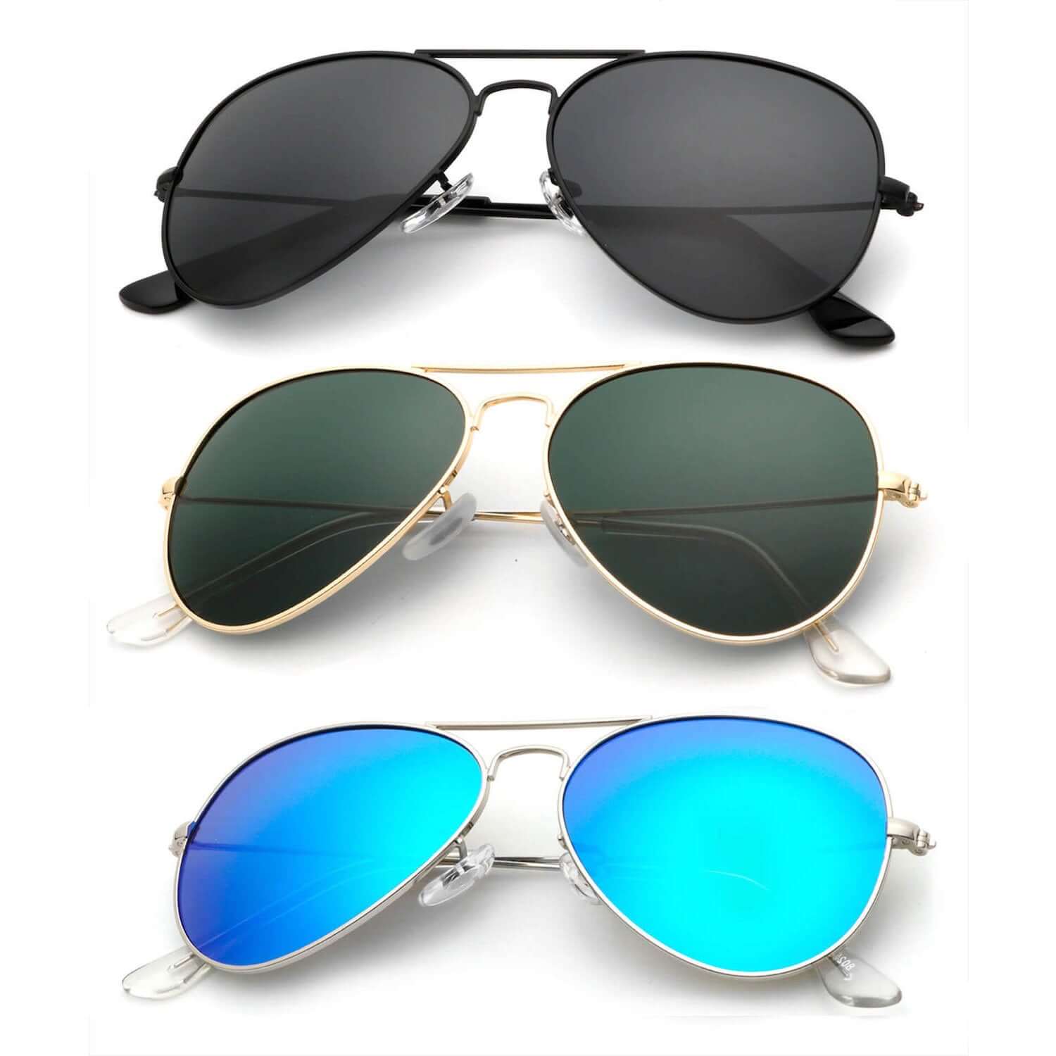 Three-pack of Classic Aviator Sunglasses S24-1-2-3