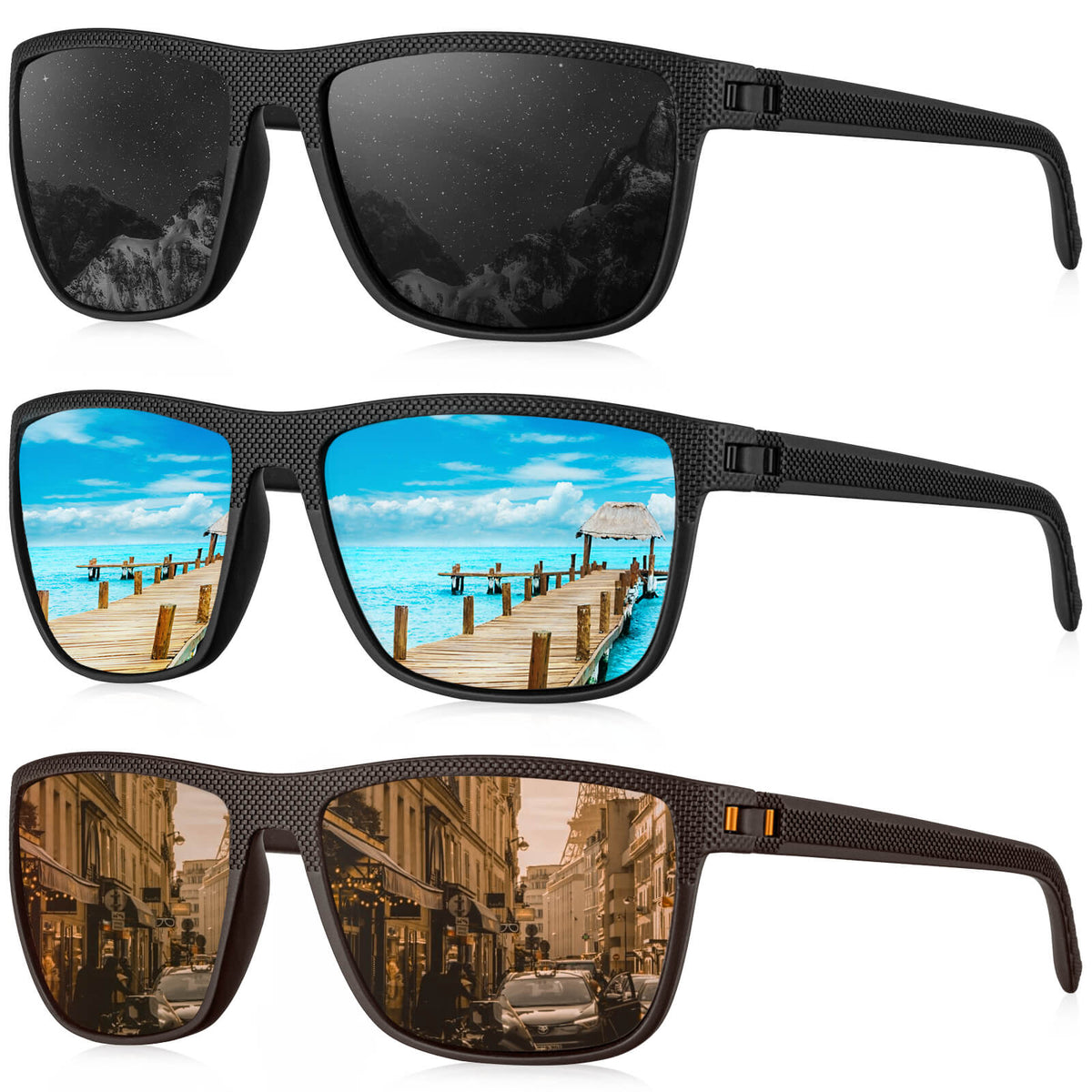KALIYADI Polarized Sunglasses for Men, Lightweight Sun Glasses with UV Protection for Driving Fishing Golf S45-1-3-10