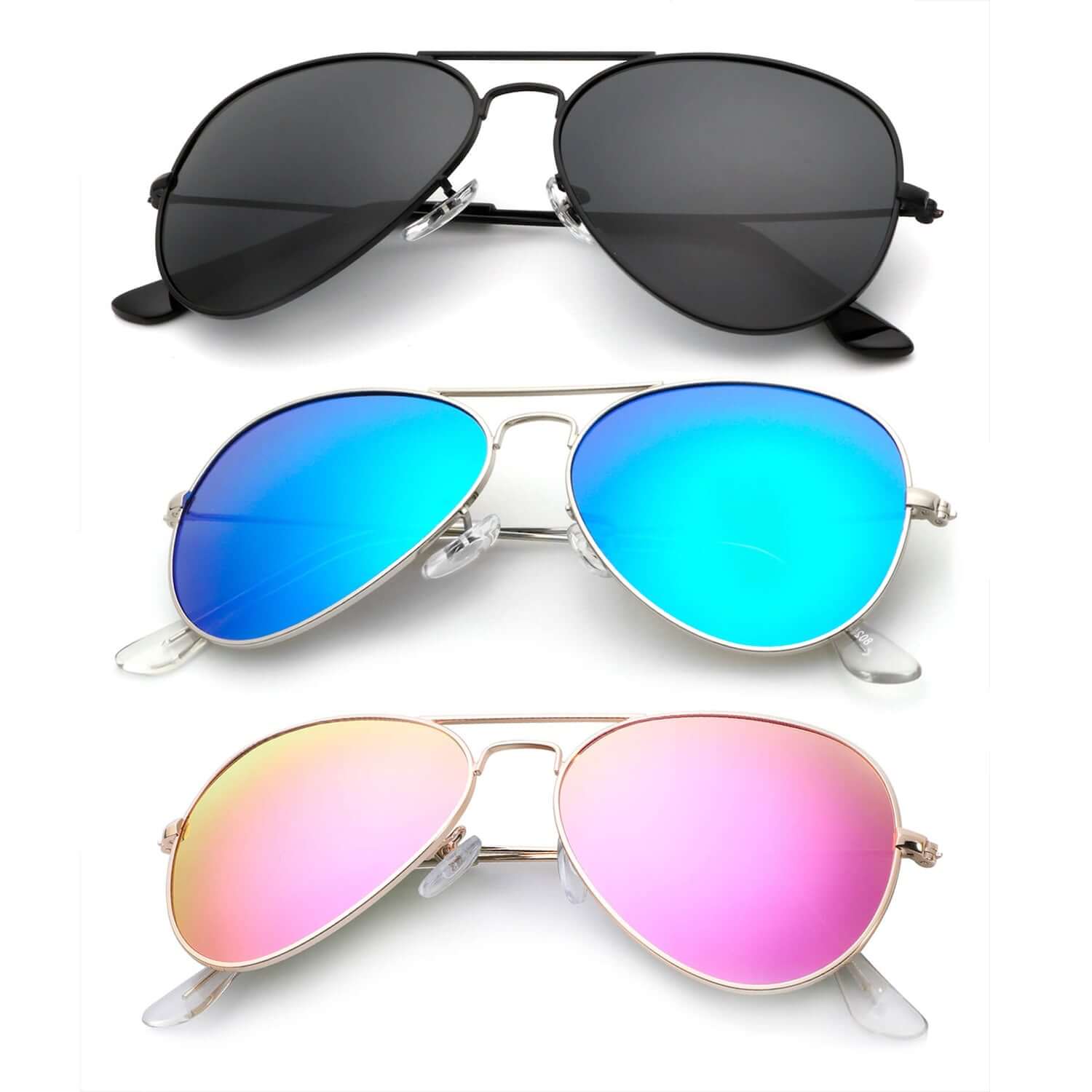 Three-pack of Classic Aviator Sunglasses S24-1-3-4