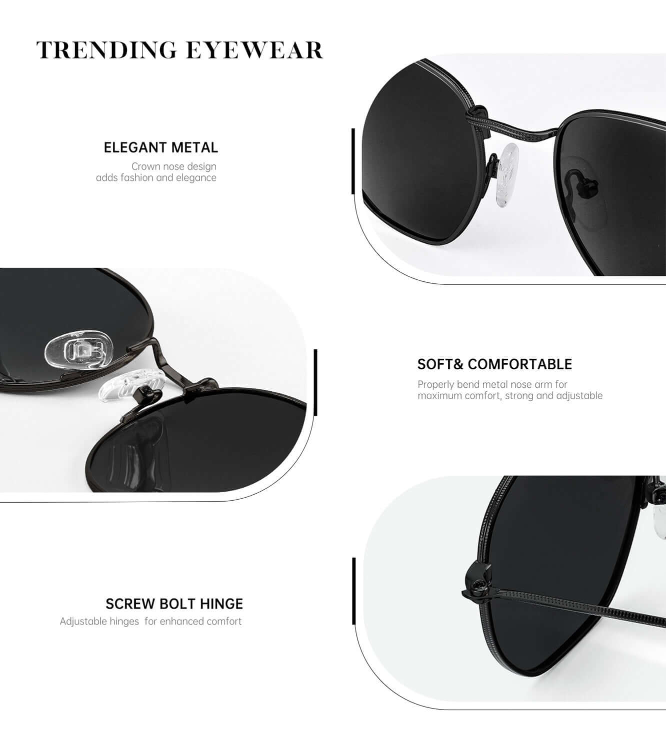 Metal Frame Hexagon Sunglasses S41