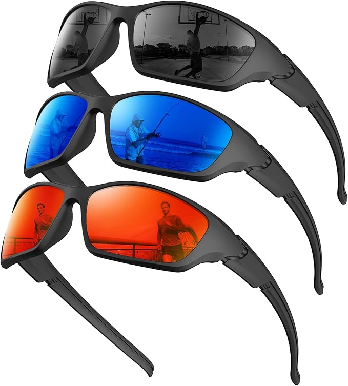 KALIYADI Polarized-Sunglasses-Men Sports Mens-Sunglasses Women: Sun Glasses with UV400 Protection for Cycling Fishing Running S68-1-3-5