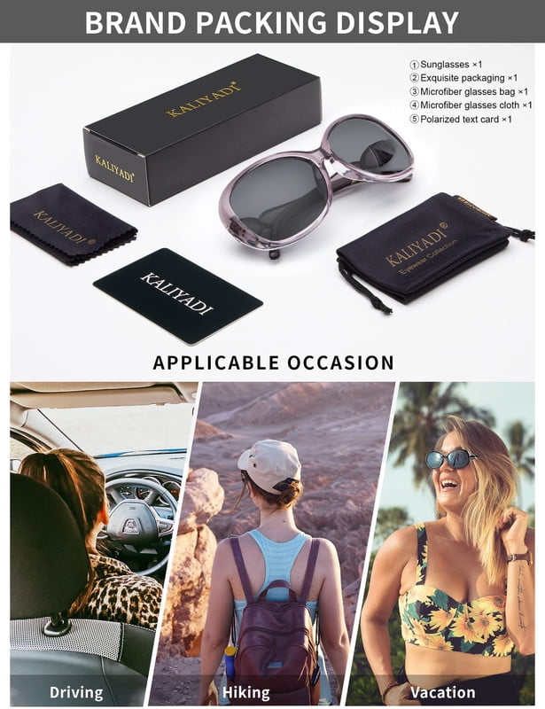 KALIYADI Oversized Sunglasses for Women, Polarized Trendy Vintage Ladies Sun Glasses with UV Protection WMKAS3702-4