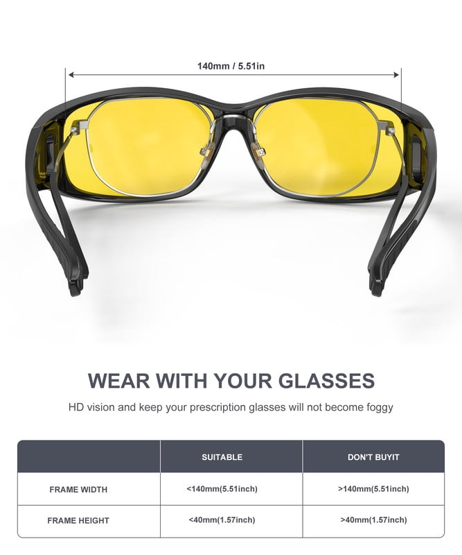KALIYADI Fit-Over Night-Vision-Glasses for Women: Striped Anti Glare Night Driving Glasses for Men High Definition Lens WMKA238-16