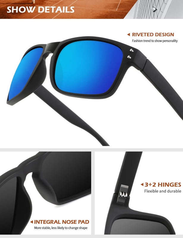 KALIYADI Polarized Sunglasses for Men and Women Vintage Style Sun Glasses for Fishing Running Driving with UV Protection WMKAS66-2-7-9