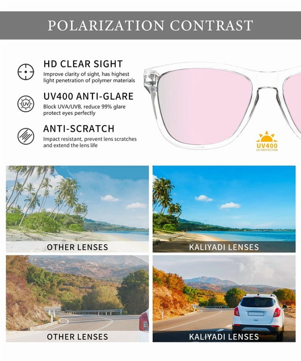 KALIYADI Polarized Sunglasses for Women Men Retro Square Sun Glasses UV Protection WMS06-1-15-23