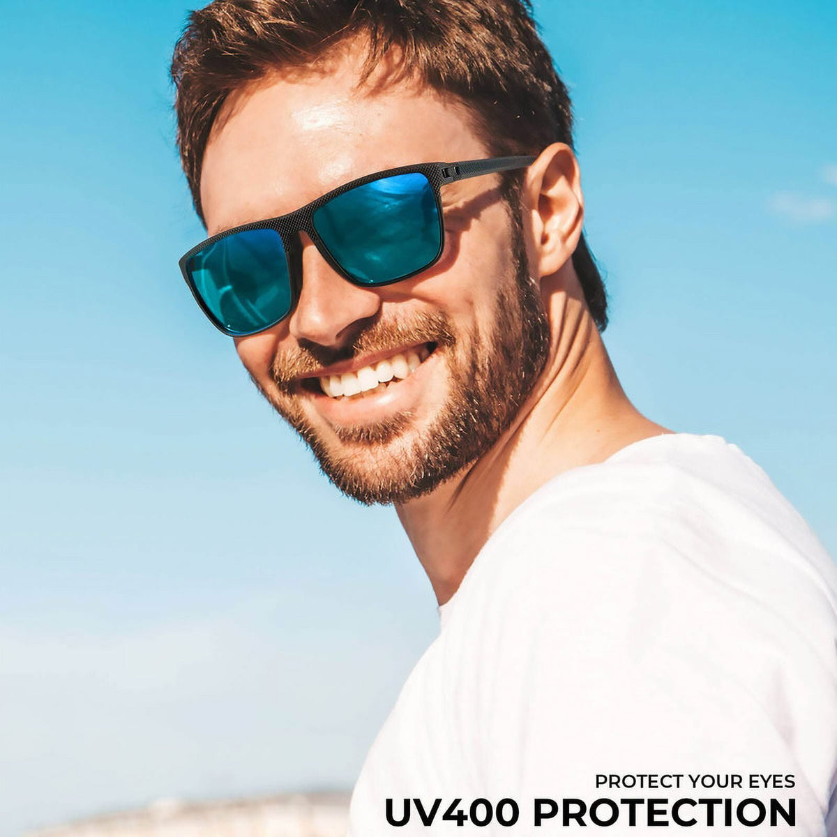 KALIYADI Polarized Sunglasses Men,Lightweight Mens Sunglasses Polarized UV Protection Driving Fishing Golf (Black/Ice Blue/Silvery) WMKAS45-1-3-9