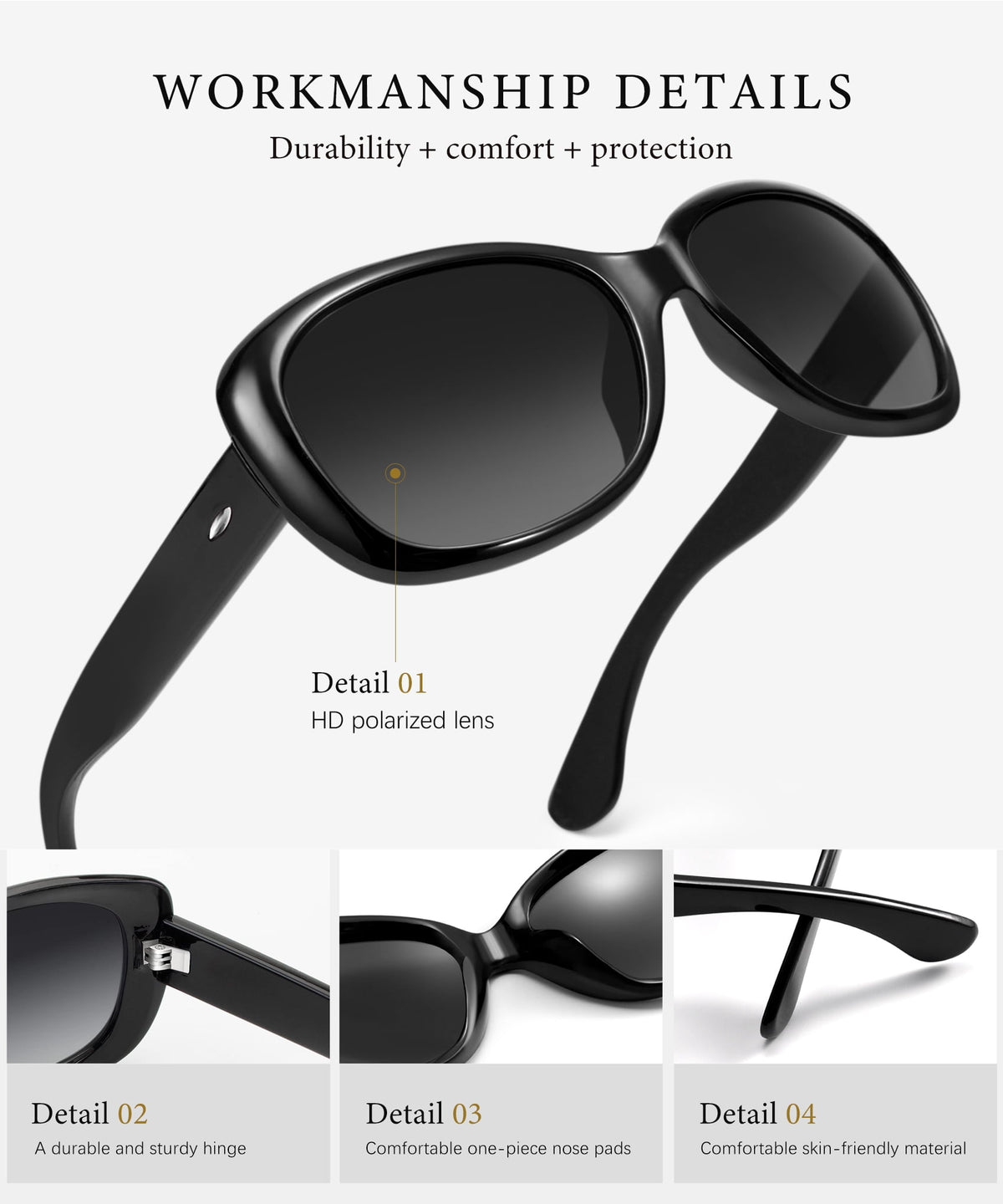 KALIYADI Oversized Polarized Sunglasses for Women Vintage Lady UV Protection Driving Sun Glasses WMKAS20-1