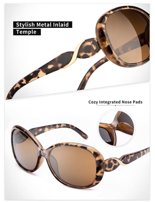 KALIYADI Oversized Sunglasses for Women, Polarized Trendy Vintage Ladies Sun Glasses with UV Protection WMKAS3702-3