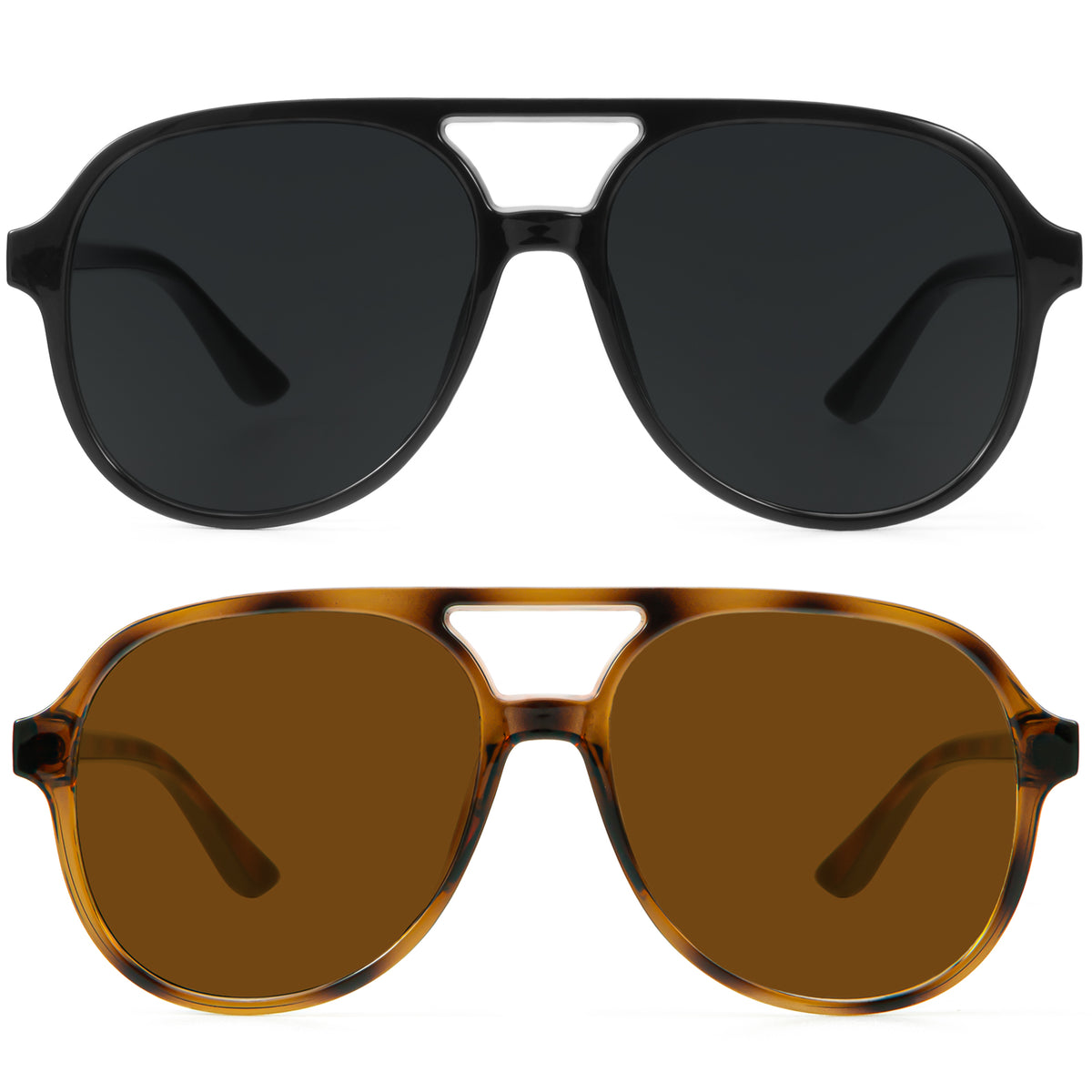 KALIYADI Aviator Sunglasses for Women,Retro Square Sun Glasses with 70s Vintage Style and UV Protection 2 PackWMKAS2410-1-3