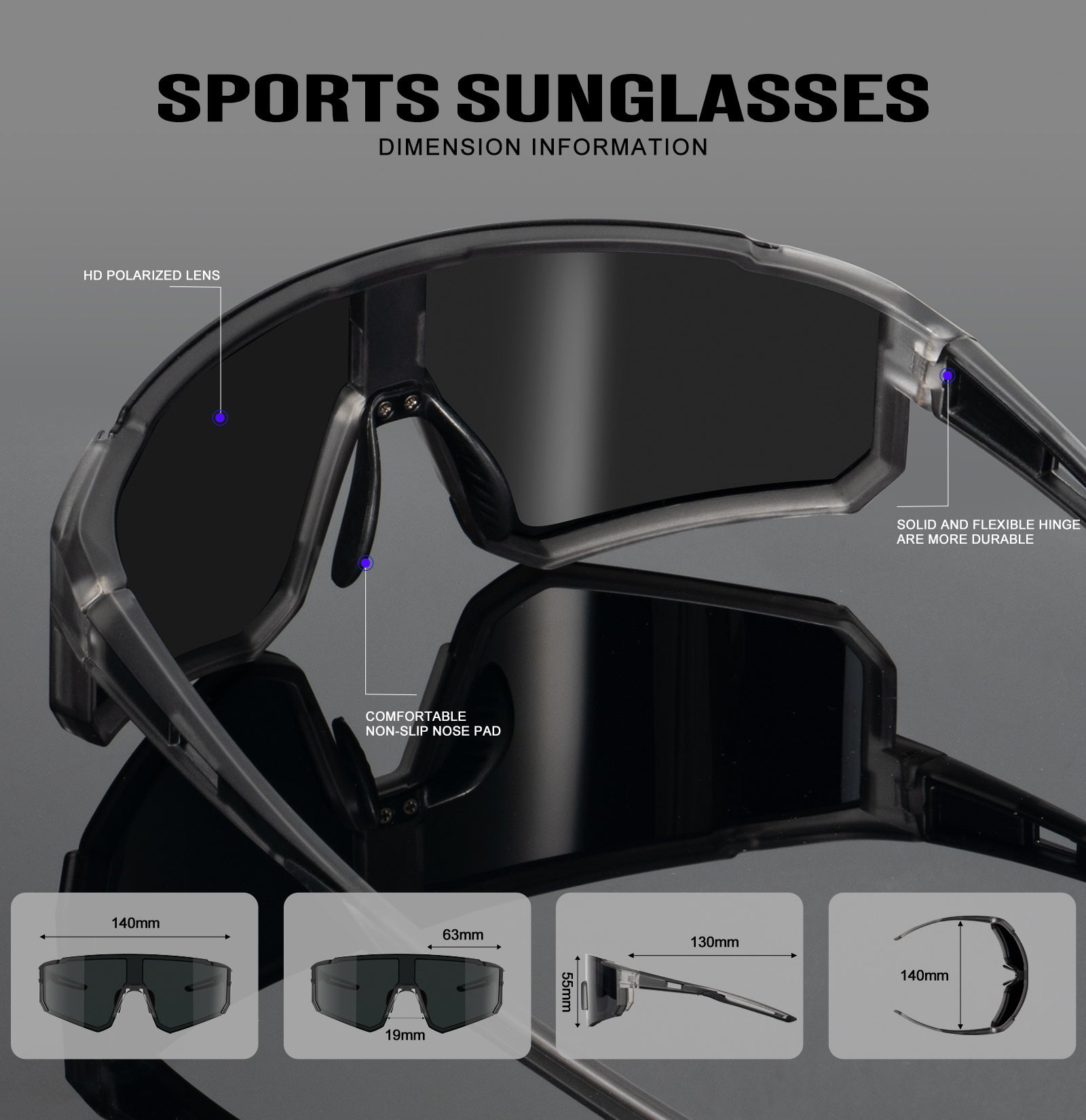 Sports Sunglassesfor Men Women Polarized Mens-Sunglasses UV Protection for Cycling Running S93