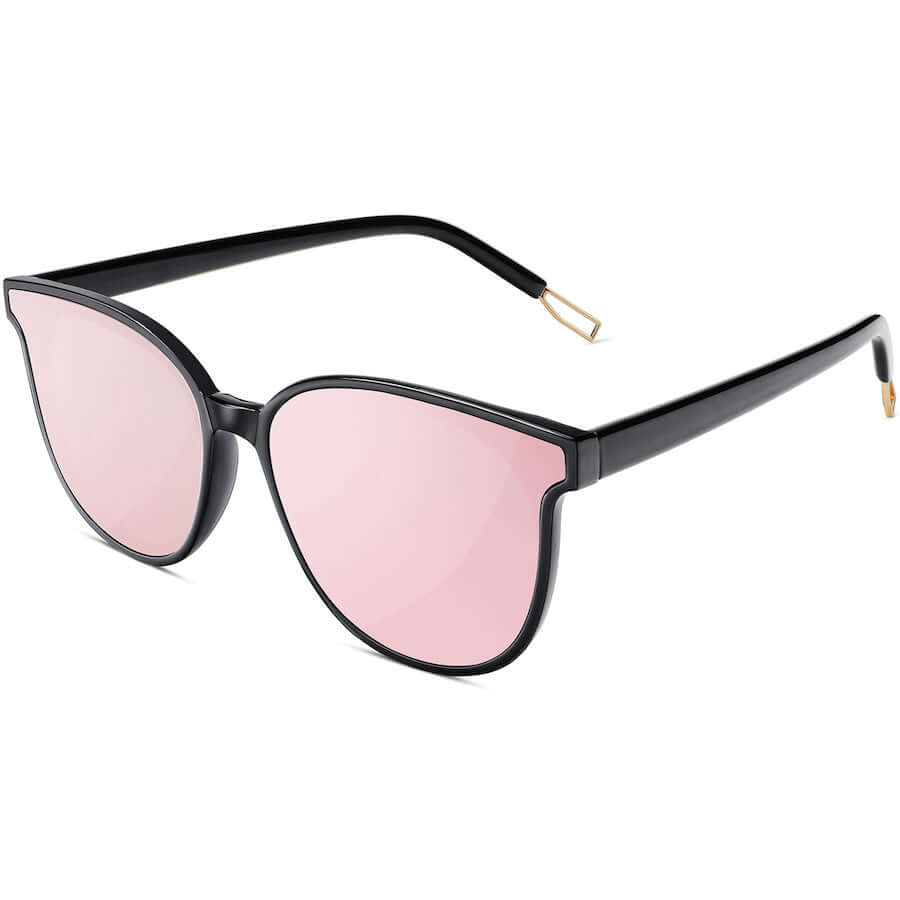 TRENDY OVERSIZED POLARIZED SUNGLASSES (Black Frame Pink Lens)