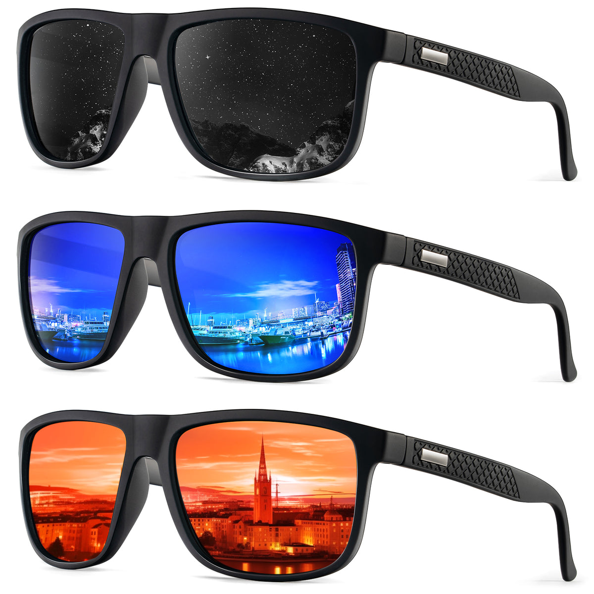 Polarized-Sunglasses Mens UV Protection Unisex Driving Fishing Golf (S13-1-4-6)