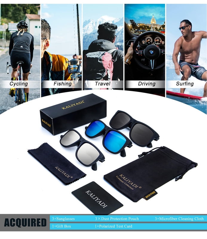KALIYADI Polarized Sunglasses for Men and Women Vintage Style Sun Glasses for Fishing Running Driving with UV Protection WMKAS65-1-2-5