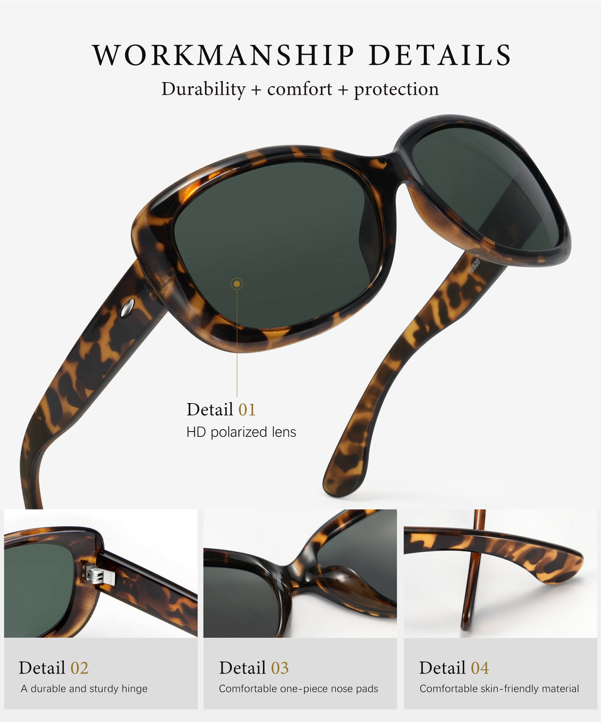 KALIYADI Oversized Polarized Sunglasses for Women Vintage Lady UV Protection Driving Sun Glasses WMKAS20-2