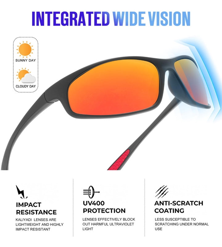 KALIYADI Polarized Sport Sunglasses Men Sun Glasses for Running Cycling Fishing with UV Protection WMKAS90-1-2-4