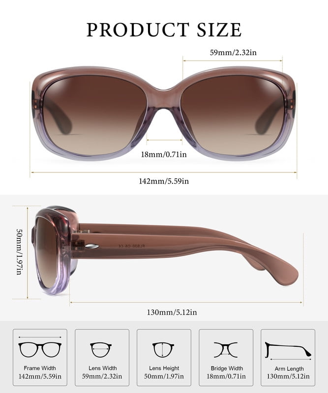 KALIYADI Women Sunglasses Polarized Sunglasses Trendy Retro Sun Glasses with UV Protection for Travel Driving WMKAS20-6