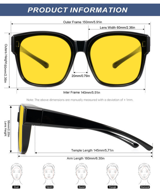 KALIYADI Night Driving Glasses for Men Women,Night Vision Glasses Fit Over Glasses Sunglasses Anti Glare WMKAS108-9