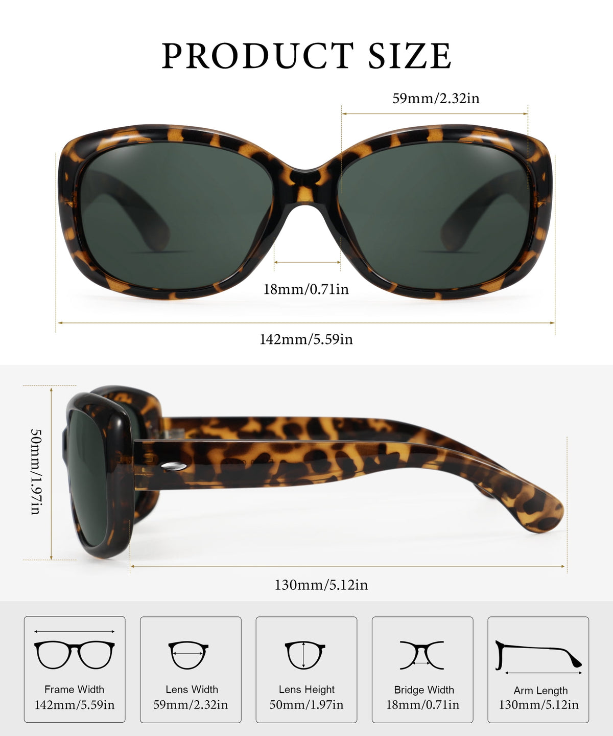 KALIYADI Oversized Polarized Sunglasses for Women Vintage Lady UV Protection Driving Sun Glasses WMKAS20-2
