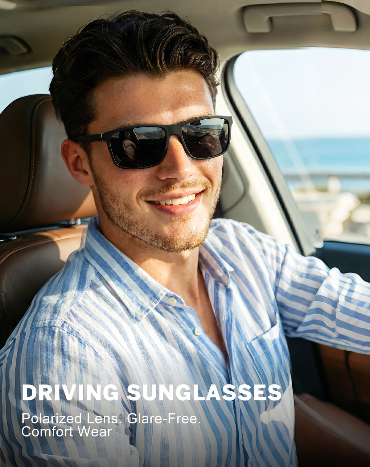 KALIYADI Polarized Sunglasses for Men and Women,Classic Square Sun Glasses with UV Protection for Driving Fishing WMS11-1-2-7