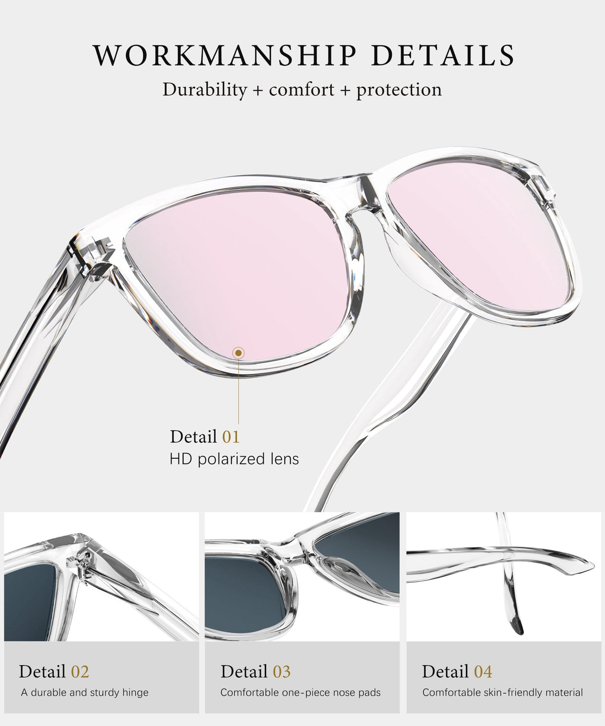 KALIYADI Polarized Sunglasses for Women Men Retro Square Sun Glasses UV Protection WMKAS06-15