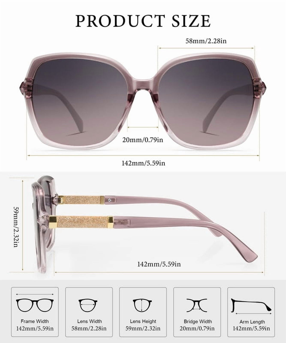 KALIYADI Women's Oversized Sunglasses Retro Polarized Sun Glasses with UV Protection for Women WMKAS37-3