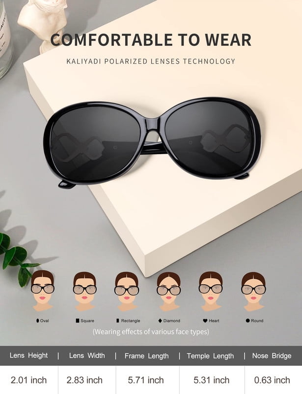 KALIYADI Oversized Sunglasses for Women, Vintage Women Sunglasses Trendy Polarized Sunglasses with UV Protection WMKAS3703-1