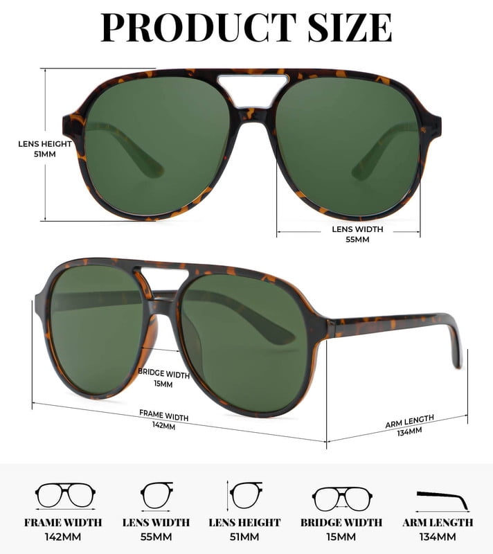 KALIYADI Aviator Sunglasses for Women,Retro Square Sun Glasses with 70s Vintage Style and UV Protection 2 Pack WMKAS2410-1-4