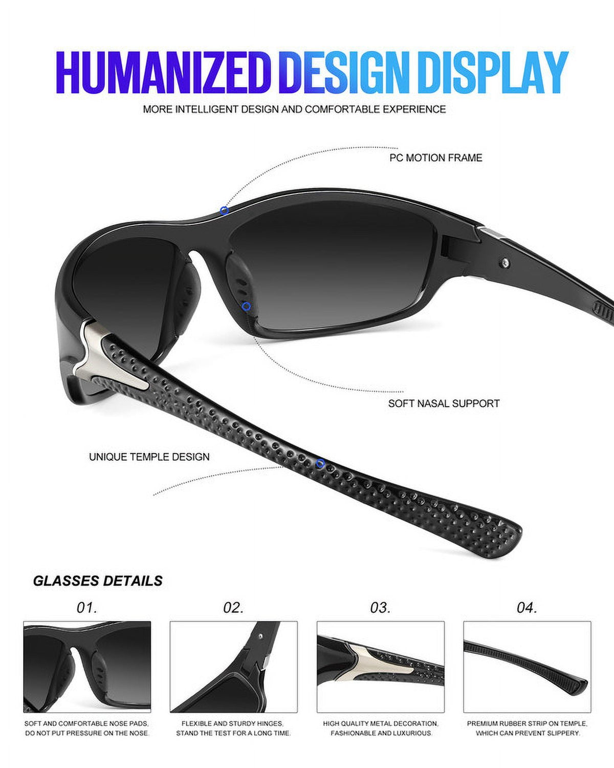 Classic Men's Polarized Sunglasses Men's Sports Style Polarized Sunglasses UV Protection Suitable for Riding Driving Fishing Sports(WMS64-1-3-6)