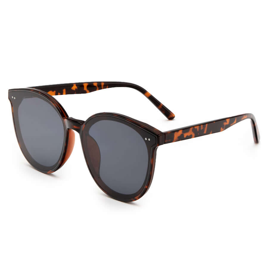 trendy oversized polarized sunglasses (Tortoise Frame Grey Lens)