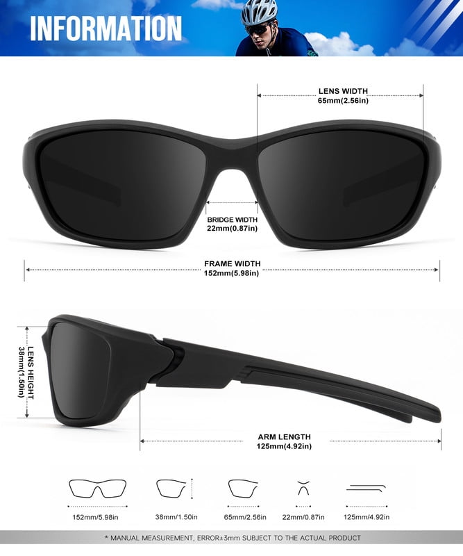 KALIYADI Polarized Sunglasses Men Sports Mens Sunglasses Women: Sun Glasses with UV400 Protection for Cycling Fishing Running WMKAS68-1-2-5