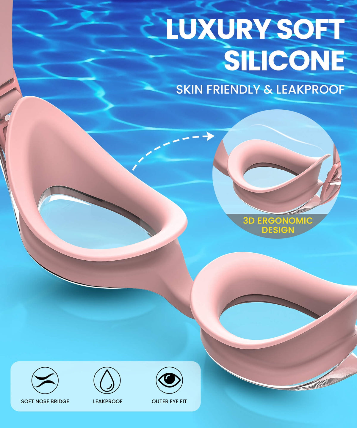 Adult Swim Goggles,3 Pack Swimming Goggles for Swimming,Goggles Swimming for Women and Men,Anti Fog Swim Goggles WMKAY02-2-9-10
