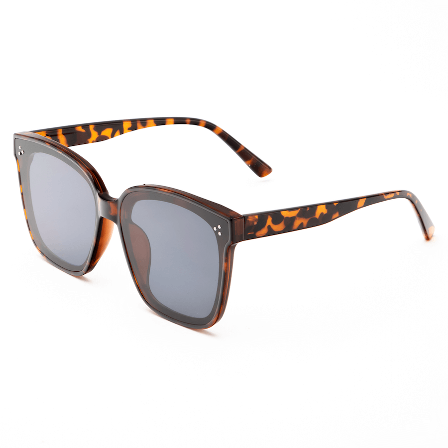 trendy oversized polarized sunglasses (Tortoise Frame Grey Lens)